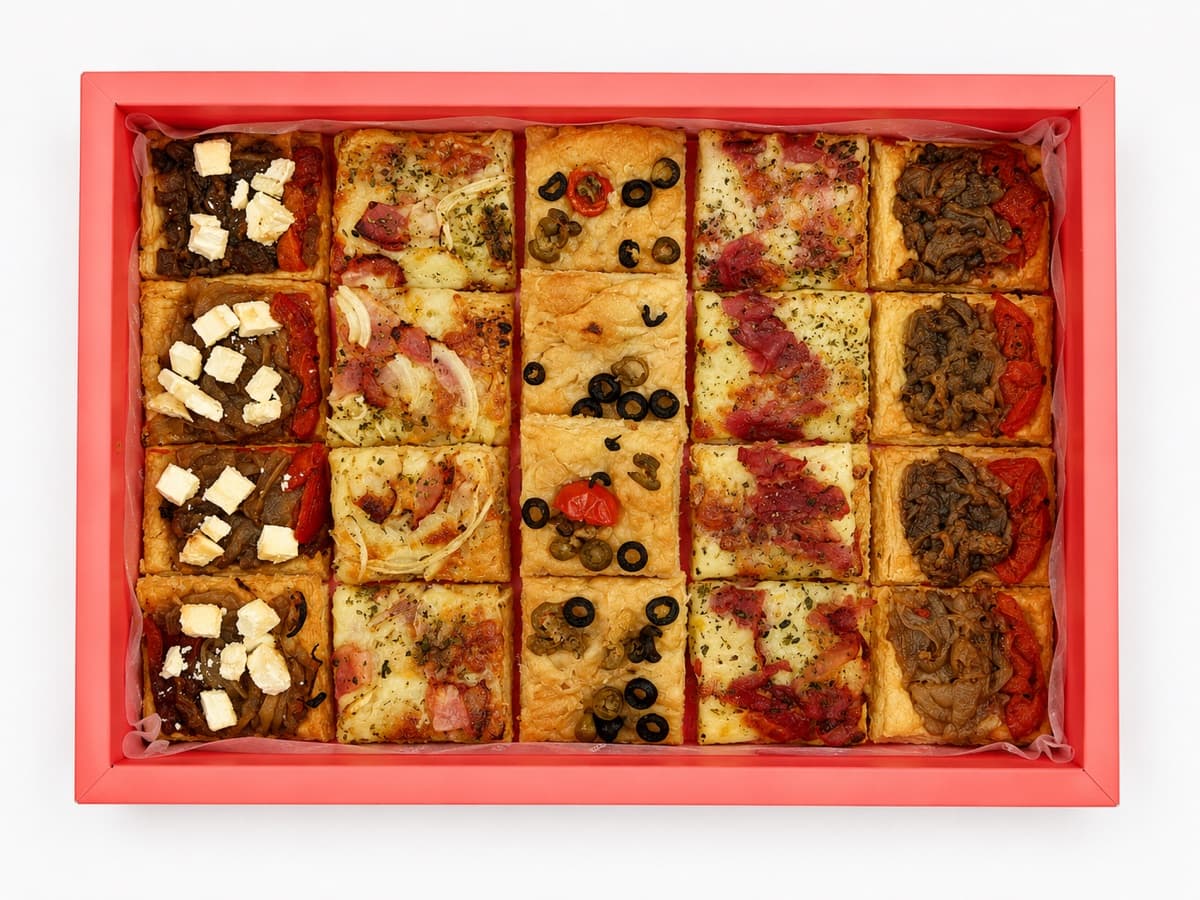 Safata de pizzes i focaccia